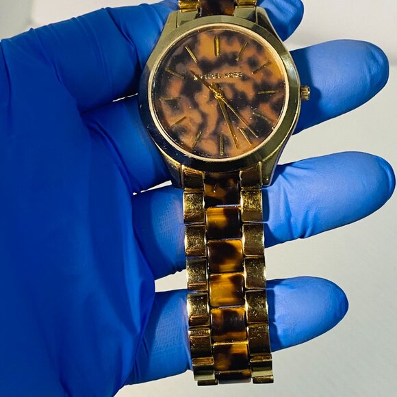 Michael Kors MK4284 Women's Runway Gold-Tone Steel Tortoise Acetate Dial - Picture 7 of 17